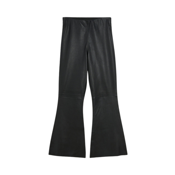 Black Evyline high-rise flared leather trousers