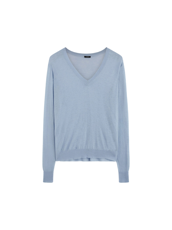 Cashair V-neck LS Sweater Sky Blue