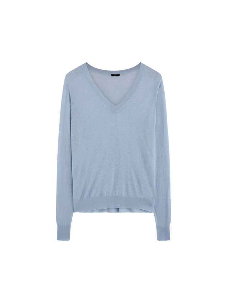 Cashair V-neck LS Sweater Sky Blue