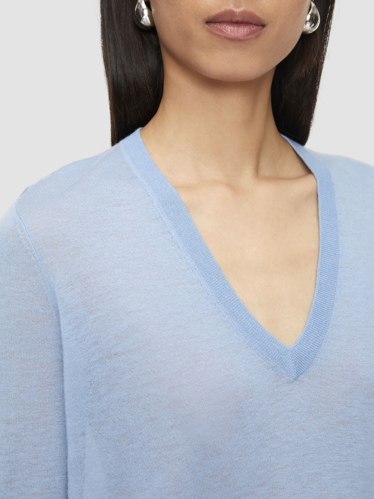 Cashair V-neck LS Sweater Sky Blue