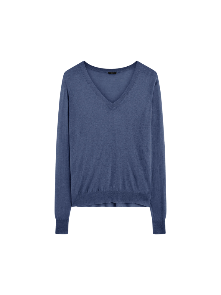 Cashair V-neck LS Sweater Blue