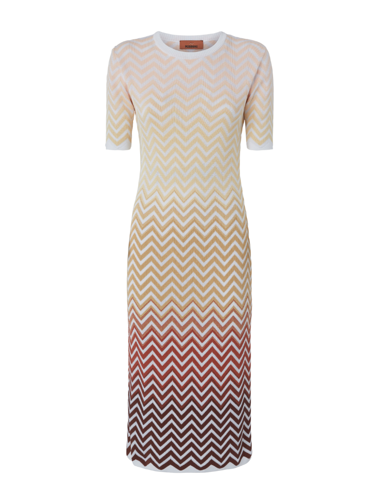 Chevron Jacquard Midi Pencil Dress