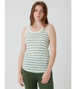 Striped Linen Tank Top in Green