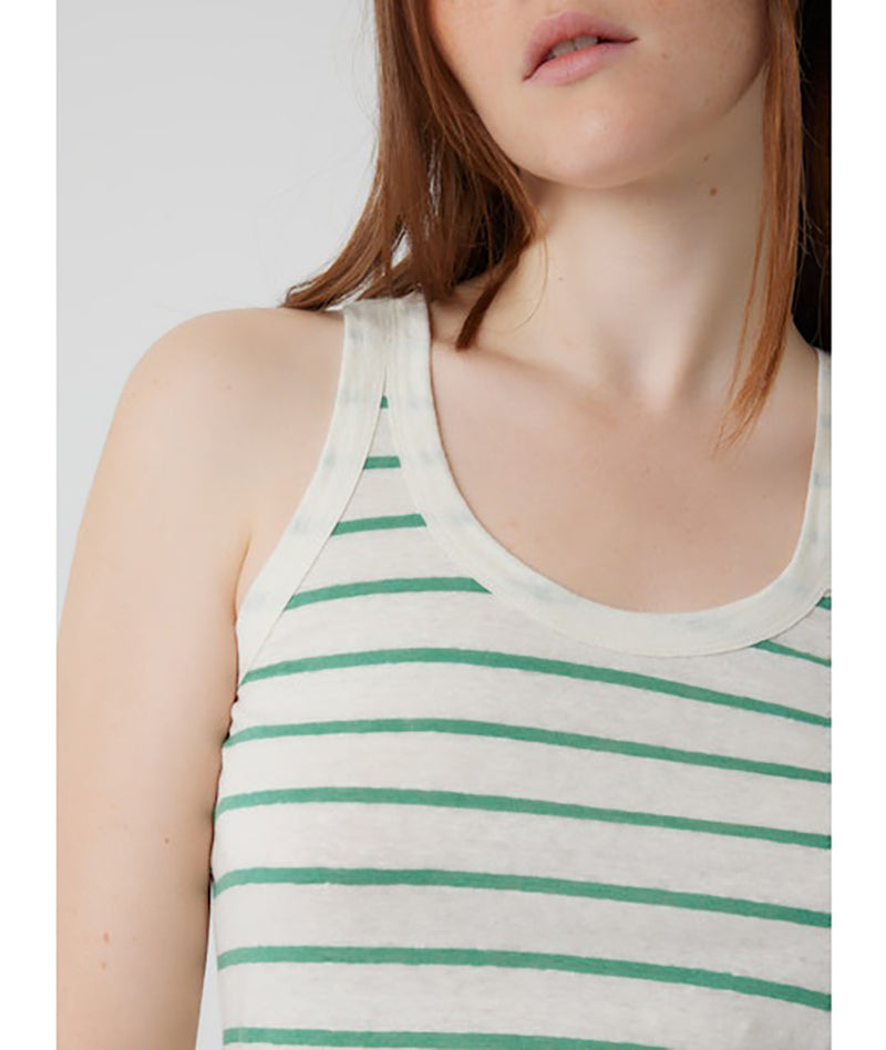 Striped Linen Tank Top in Green