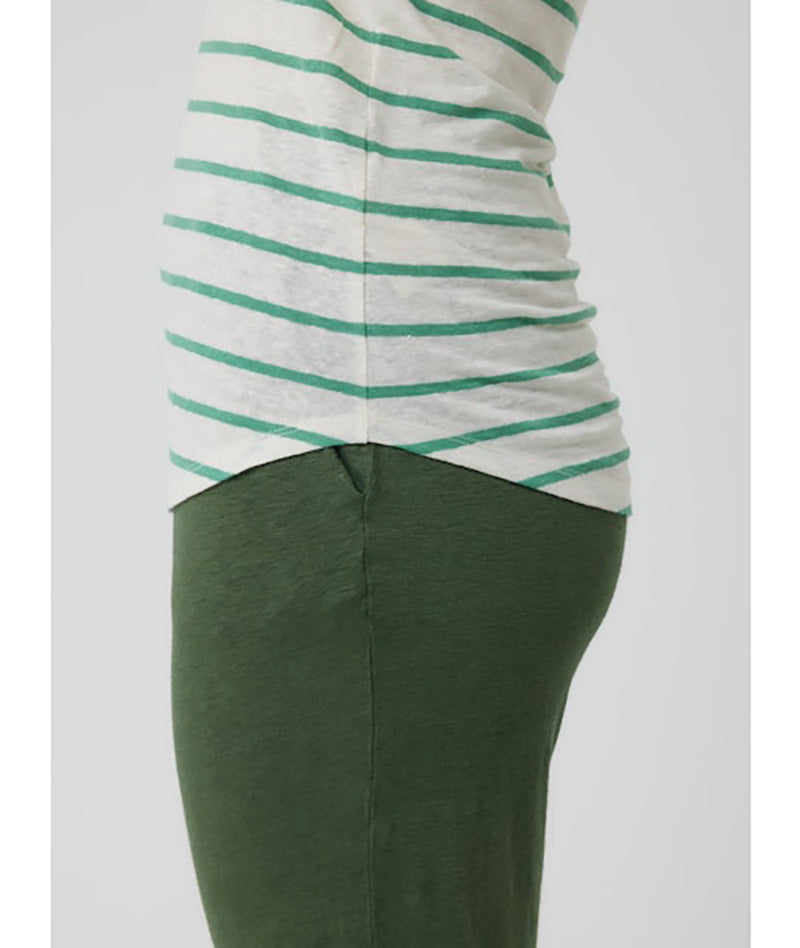 Striped Linen Tank Top in Green