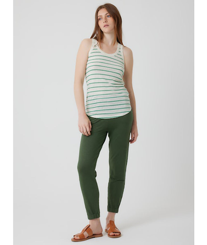 Striped Linen Tank Top in Green