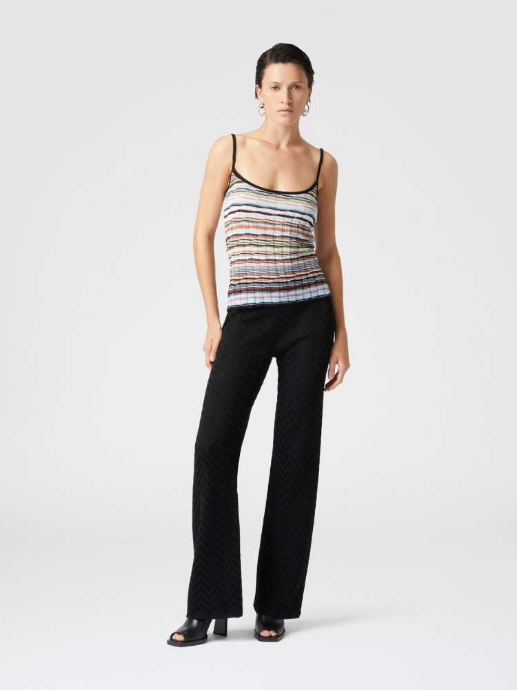 Chevron Jacquard Wide Leg Pants