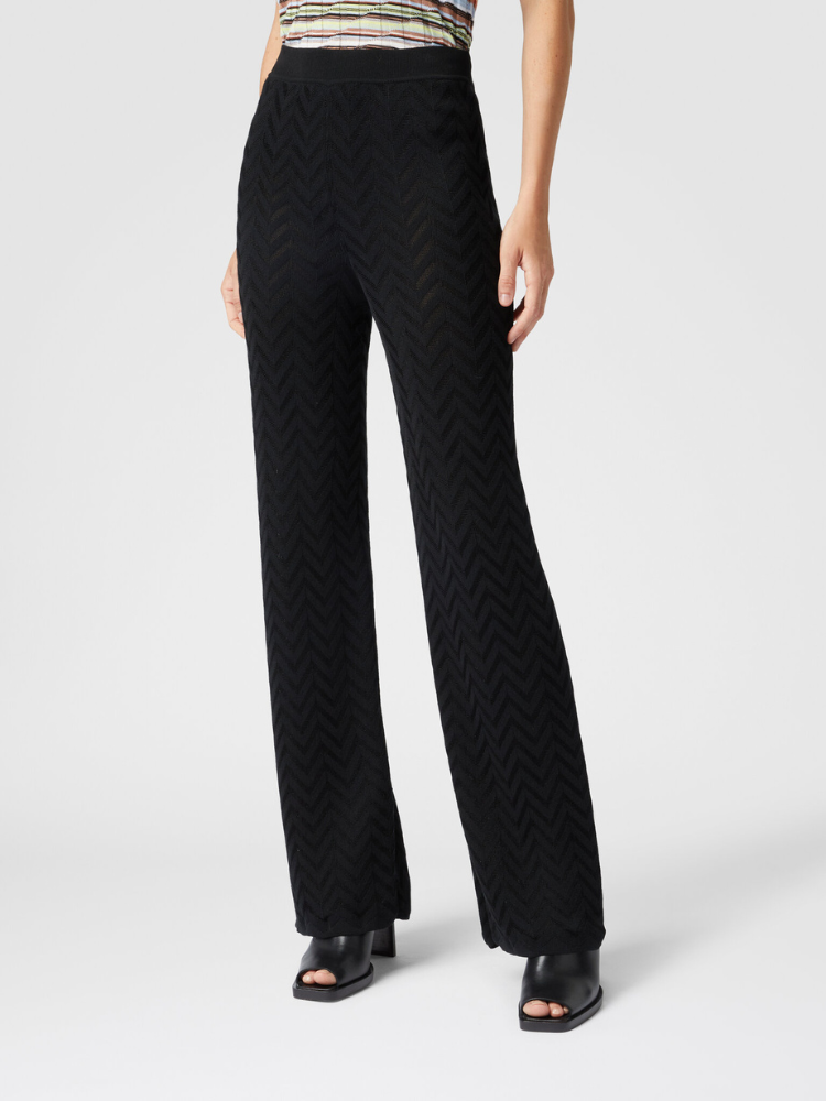 Chevron Jacquard Wide Leg Pants