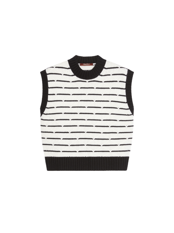 Panetto Knitted Vest  WHITE/BLACK