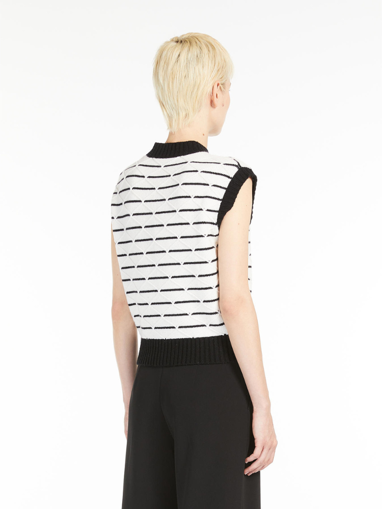 Panetto Knitted Vest  WHITE/BLACK