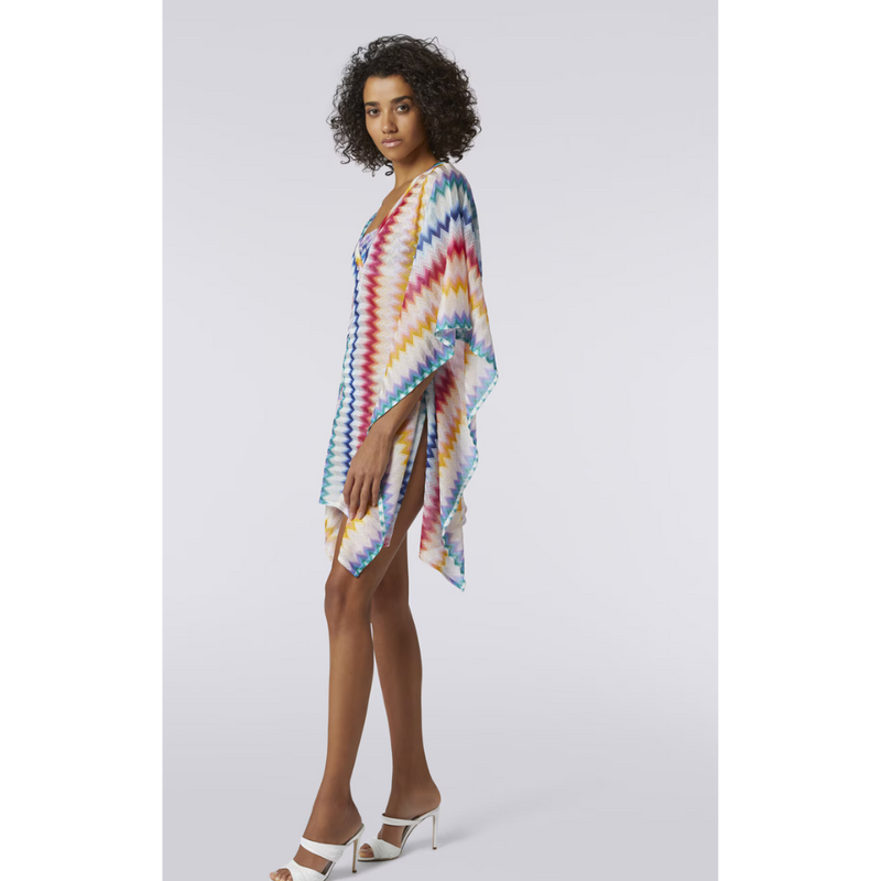 Short Cover Up Kaftan in Vertical Zig Zag