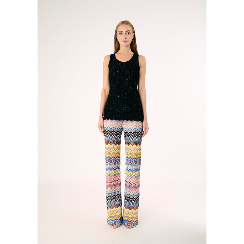 Zig Zag Flared Leg Pants in Yellow Multi