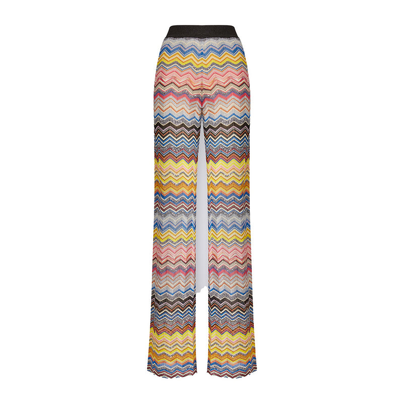 Zig Zag Flared Leg Pants in Yellow Multi