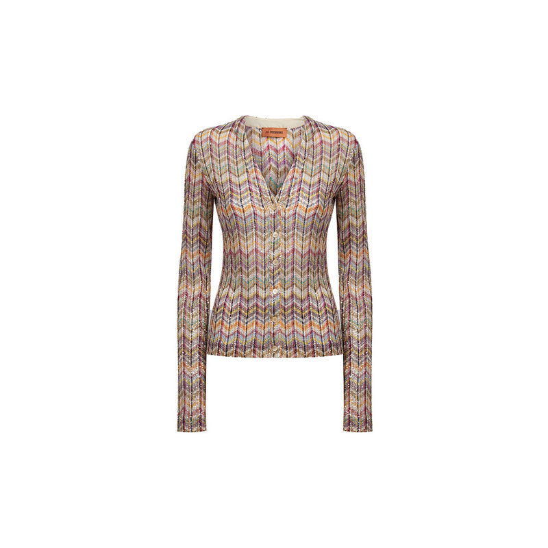 Short Cardigan in Sequinned Caperni Knit