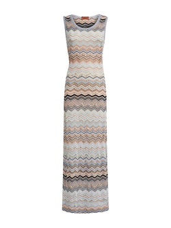 Long Silver Zig Zag Dress