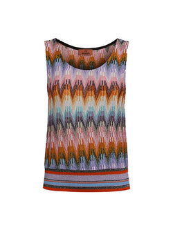 Sleeveless Lurex Zig Zag Tank