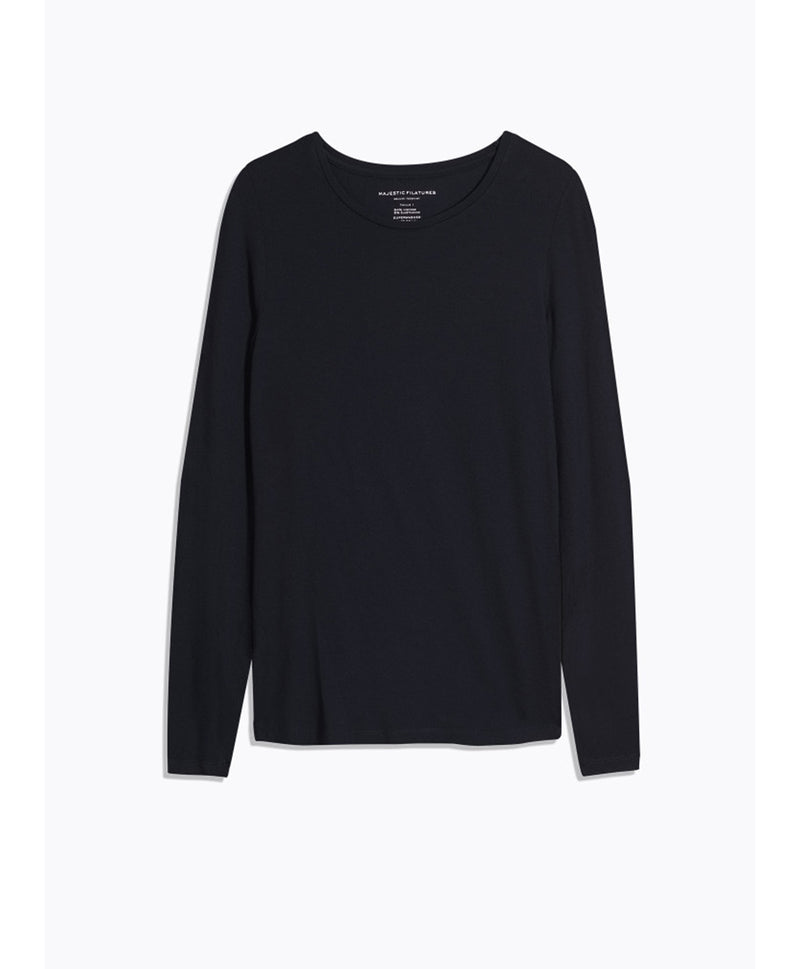 Long Sleeve Fitted Top in Navy