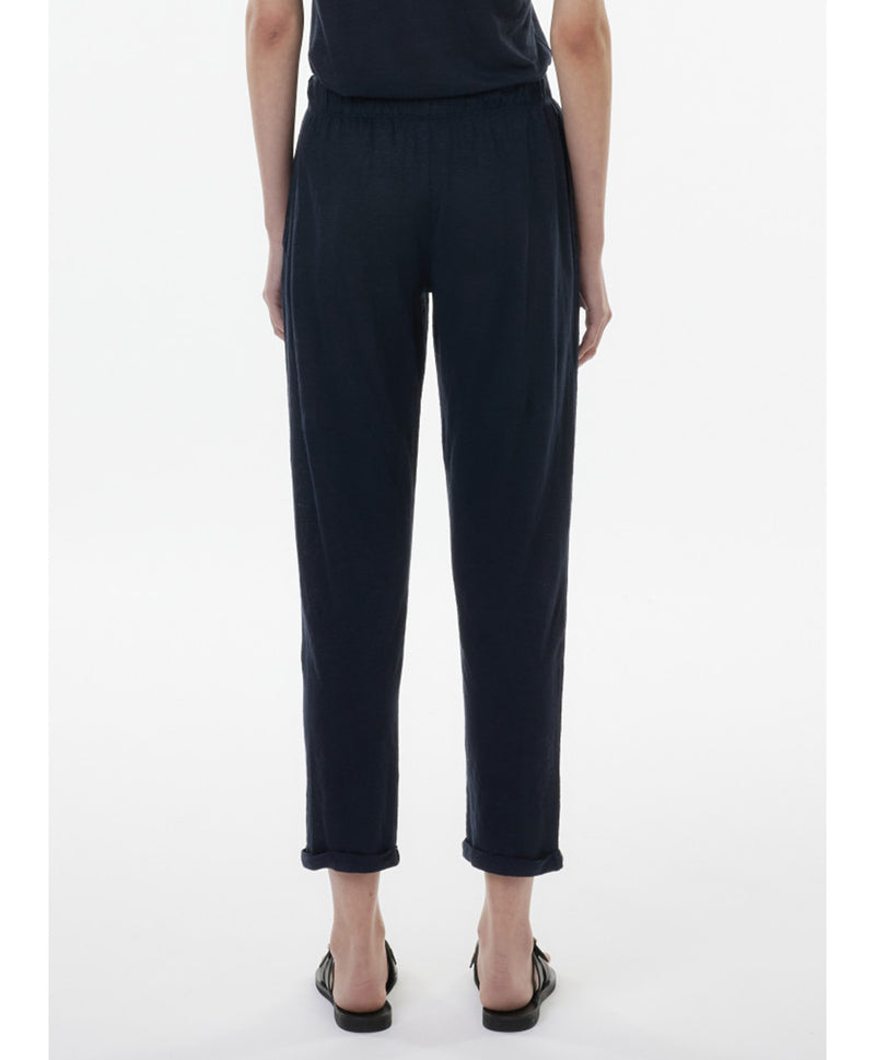 Stretch Linen Pants in Navy