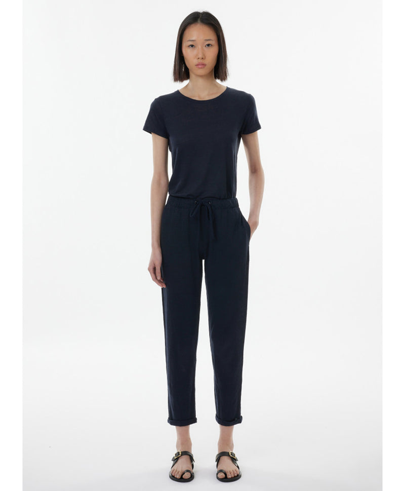 Stretch Linen Pants in Navy