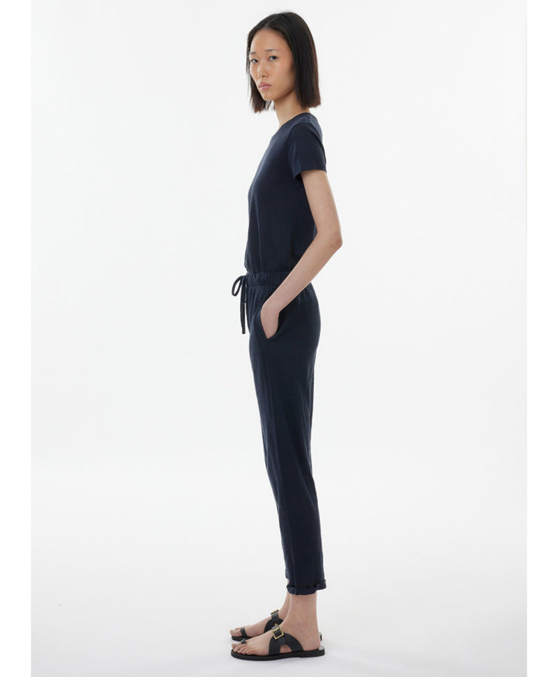 Stretch Linen Pants in Navy