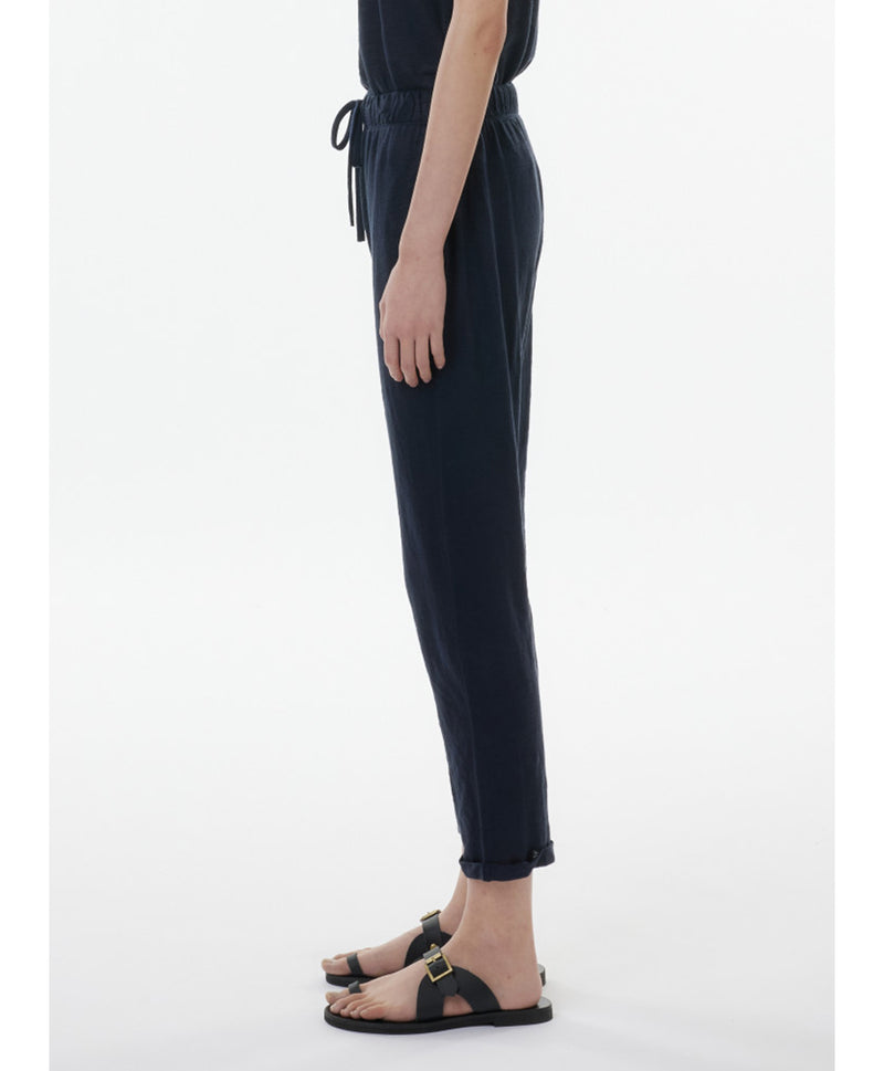 Stretch Linen Pants in Navy